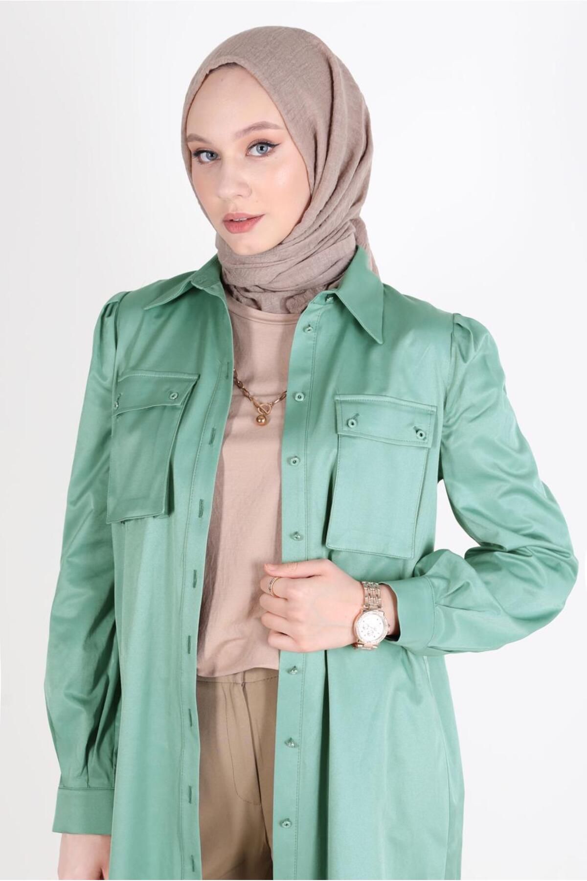 تونیک دکمه دار جیب دار 42639 Alvina