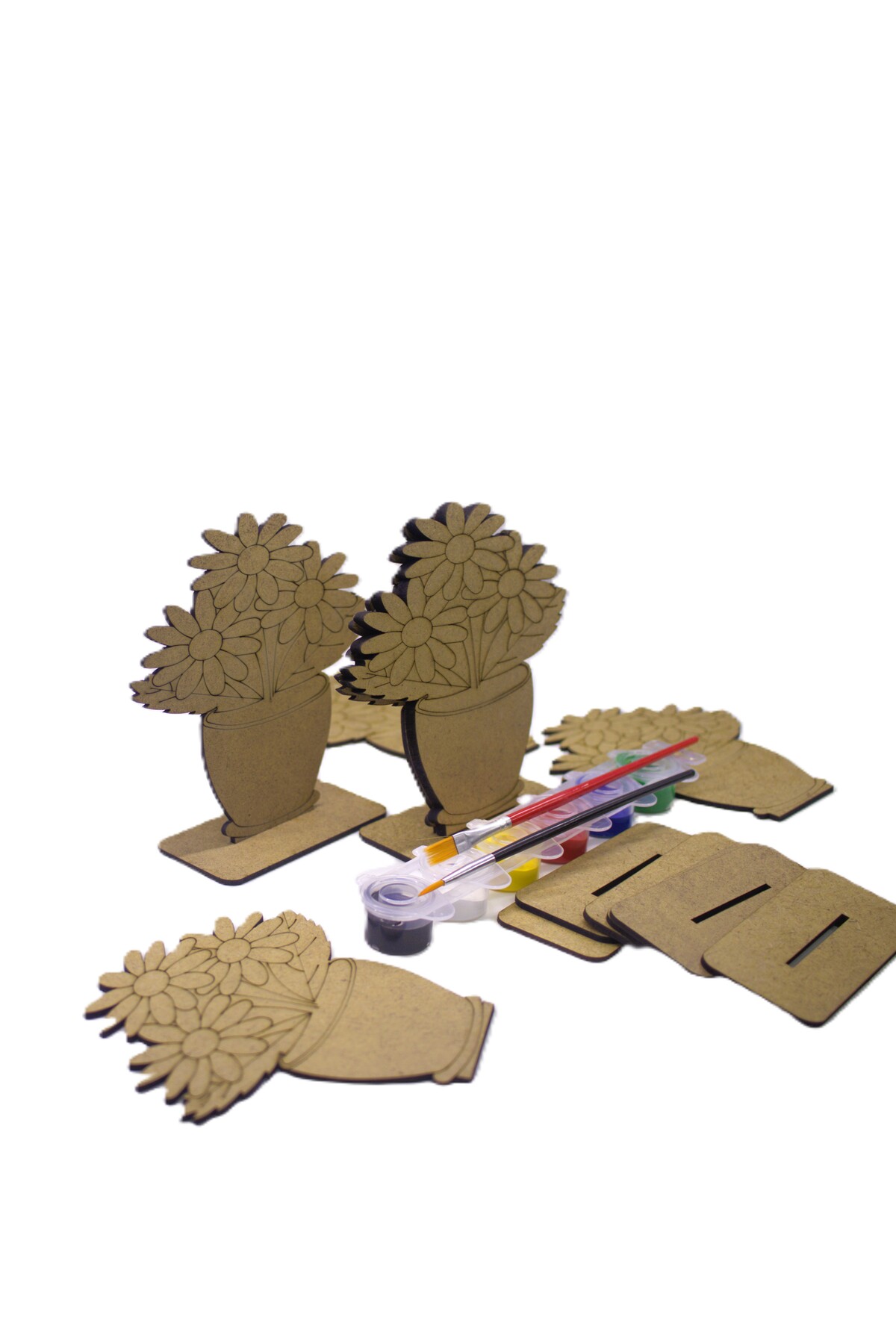 Self Power 10'lu Vazolu Çiçek Ahşap Oyuncak Aktivite Karne Hediyesi Yaz Okulu Etkinlik KREŞ Boyama seti dahil fotoğrafı 4 (önizleme)