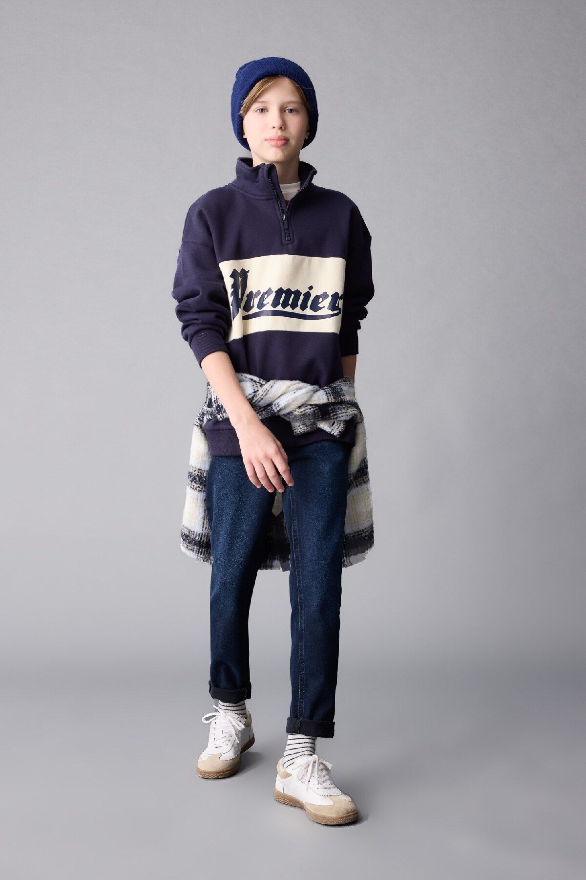 Erkek Çocuk Slim Fit Dar Kesim Düz Paça Cepli Jean Pantolon C5706a824wn