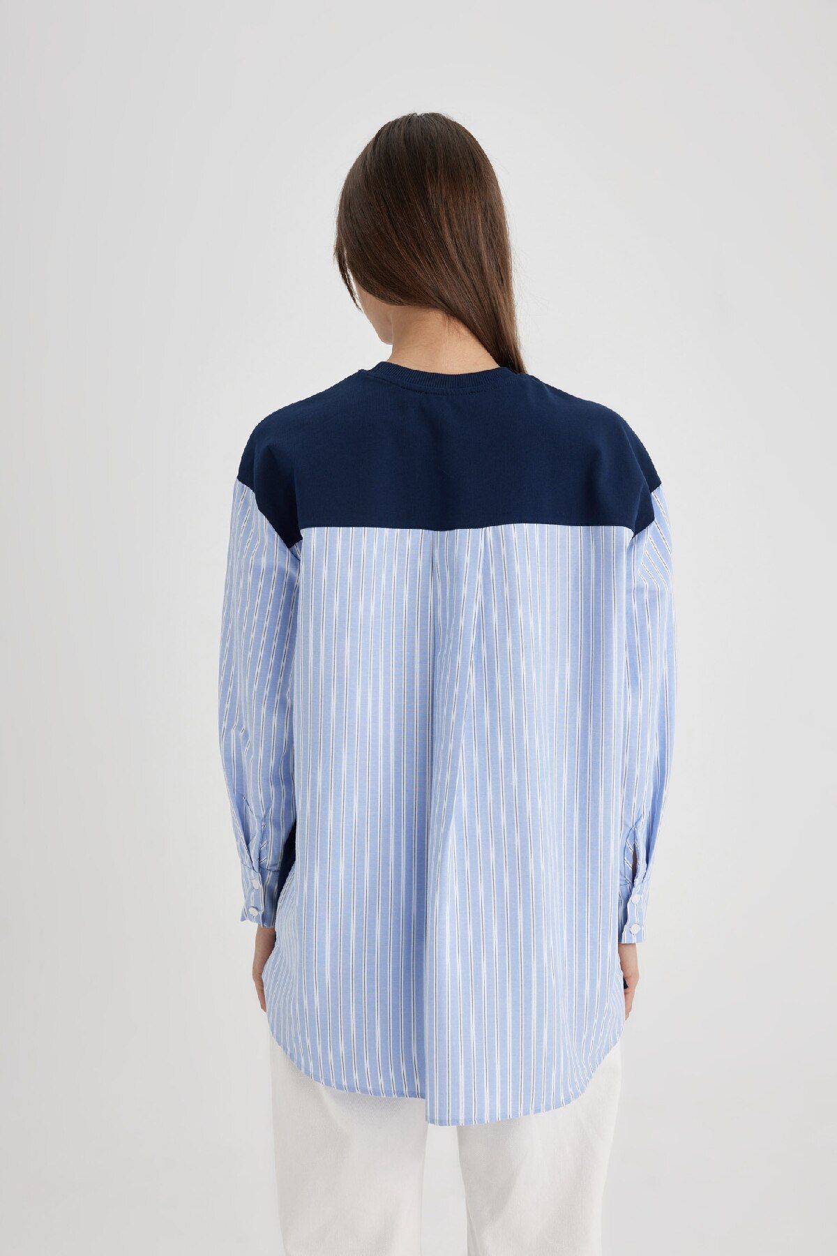 DeFacto-Regular Fit Long Sleeve Basic Plain Sweatshirt Tunic C4556Ax24Sm 7