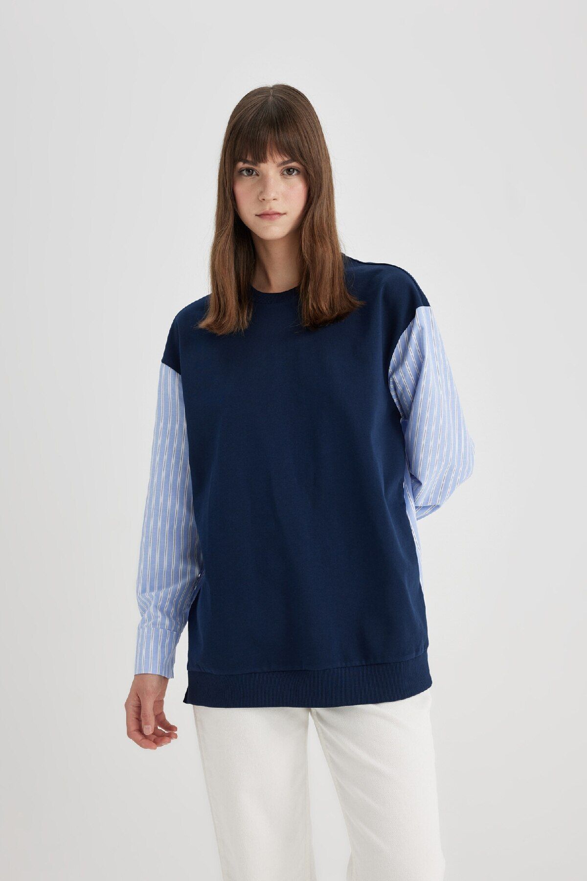 DeFacto-Regular Fit Long Sleeve Basic Plain Sweatshirt Tunic C4556Ax24Sm 5