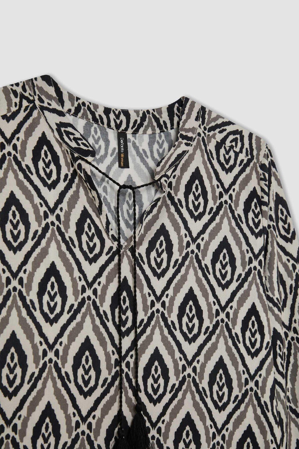 DeFacto-Regular Fit Apache Kragen gemustert Viskose Langarm Bluse D3752ax24au 8