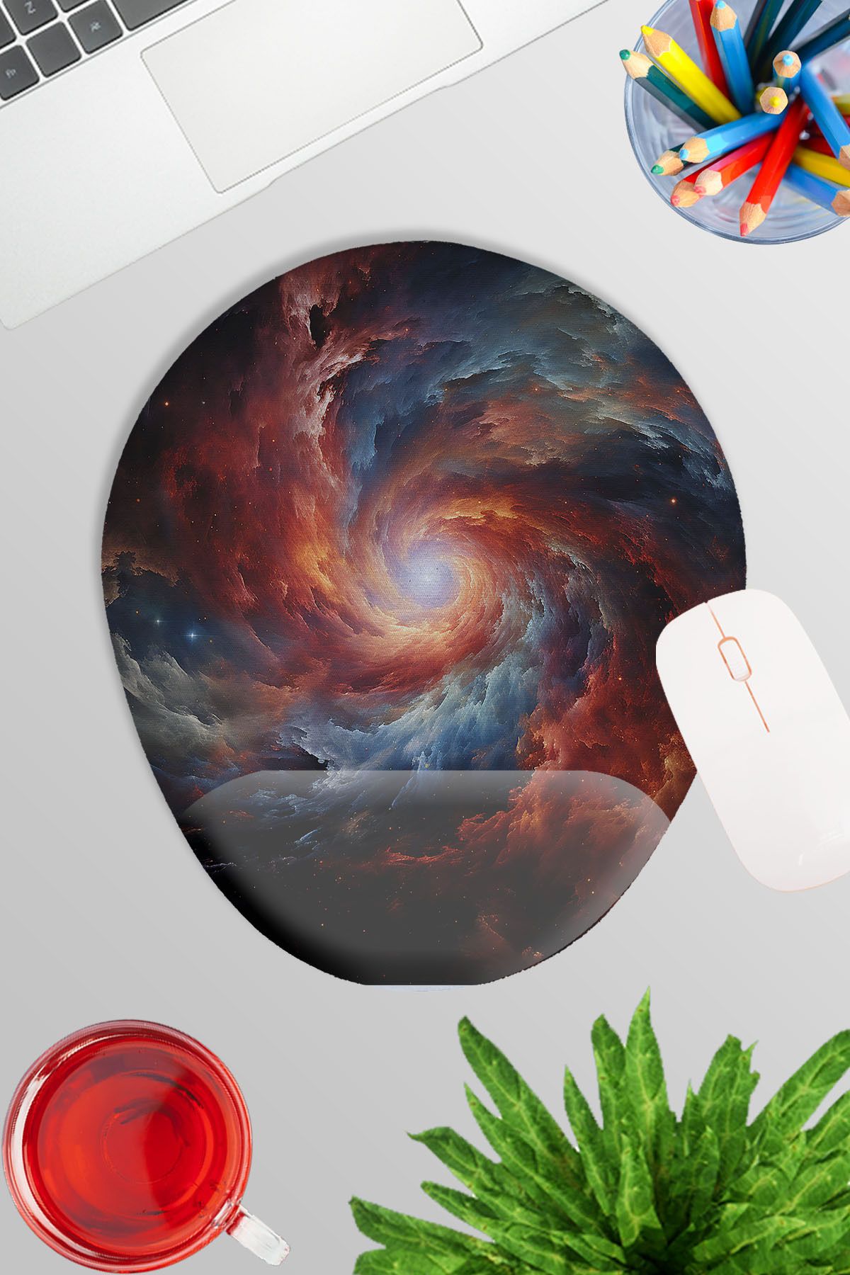 qoeuyl boutique Mousepad Oval Pentru Gaming Cu Tematică Galaxy Space - One Size