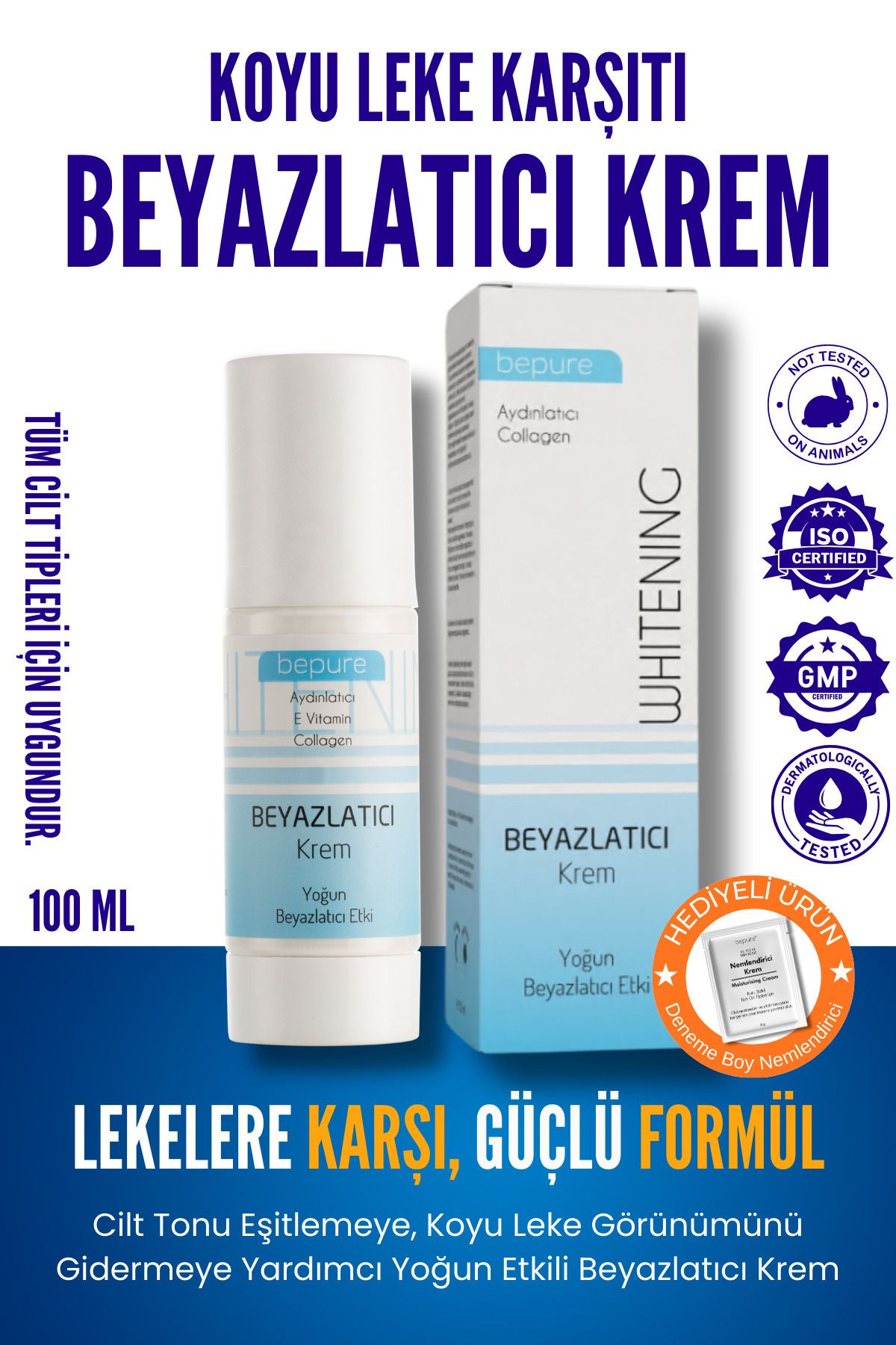 کرم صورت کرمی سفید کننده بدن و ناحیه دستگاه تناسلی سیاه کردن 100 میل Bepure
