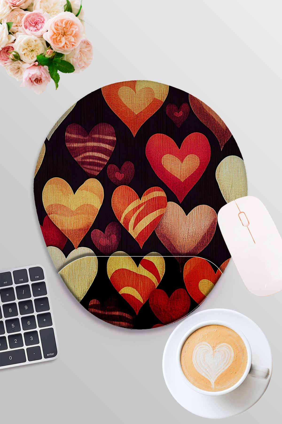 qoeuyl boutique Mousepad Oval Pentru Gaming Pentru Jocuri Cu Inimă Retro Nr. 4 - One Size