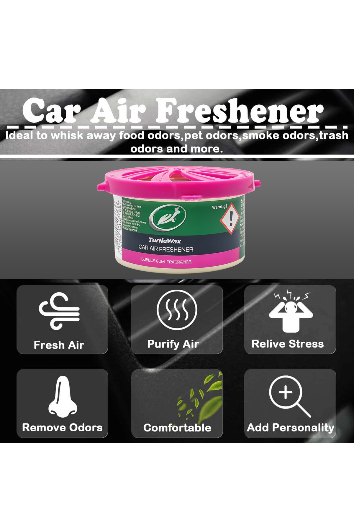 Turtle Wax-Car Air Freshener Bubble Gum Fragrance 40g – Long Lasting, Spill Proof, Compact Design 4