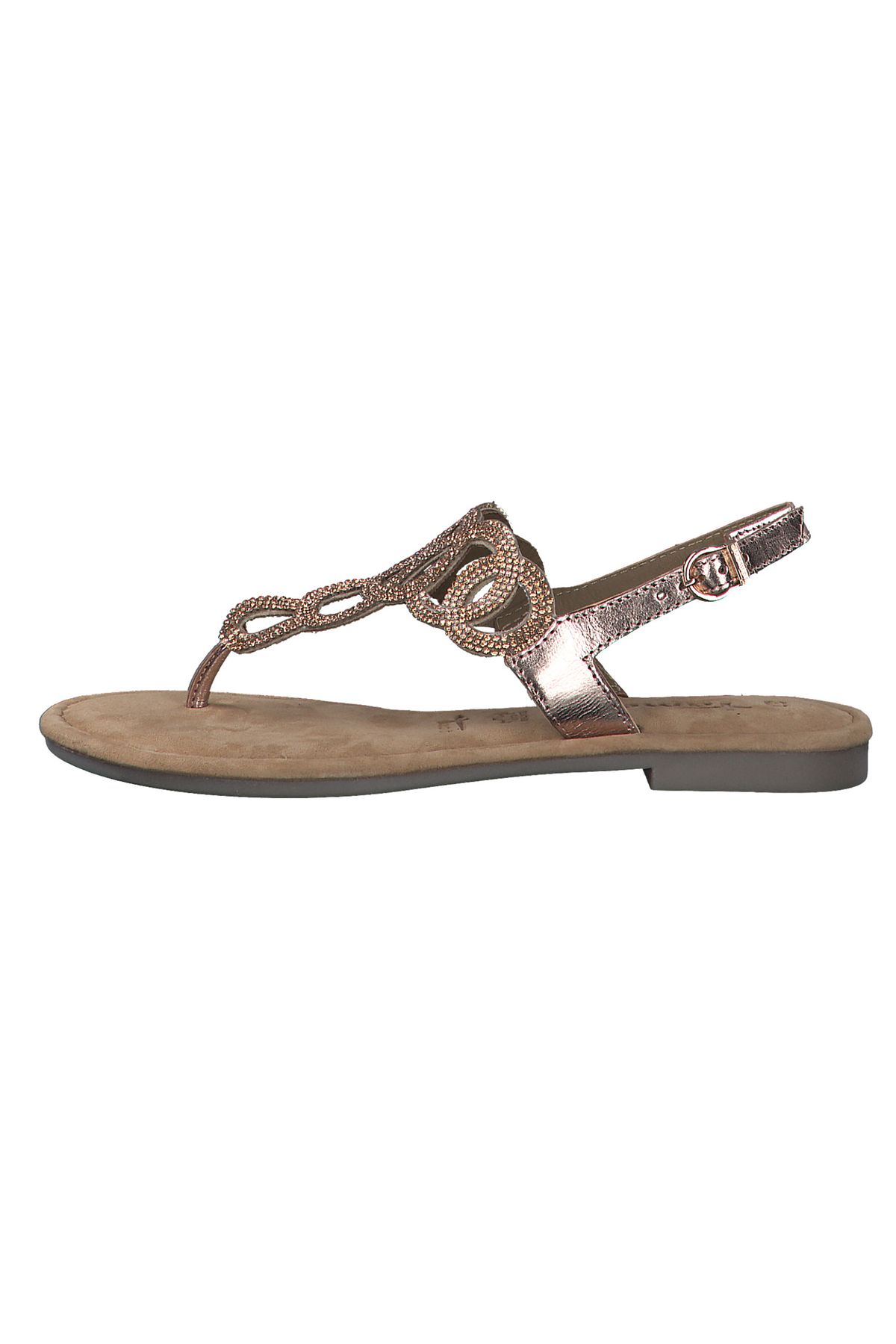 Tamaris-Damen Zehentrenner Sandalen Zehentrenner 1-28125-42 Goldfarben 963 Copper Glam Leder und Textil mit 3