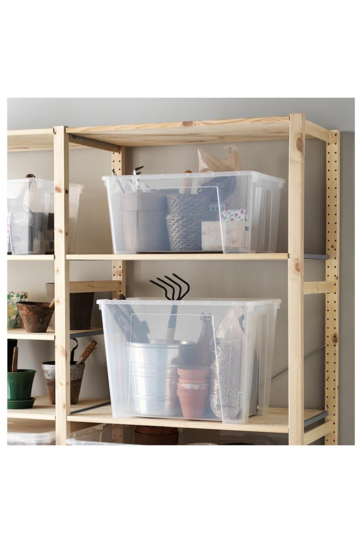 IKEA-صندوق ساملا مع غطاء، شفاف، ٥٧×٣٩×٤٢ سم، ٦٥ لترًا - حل تخزين متين 5