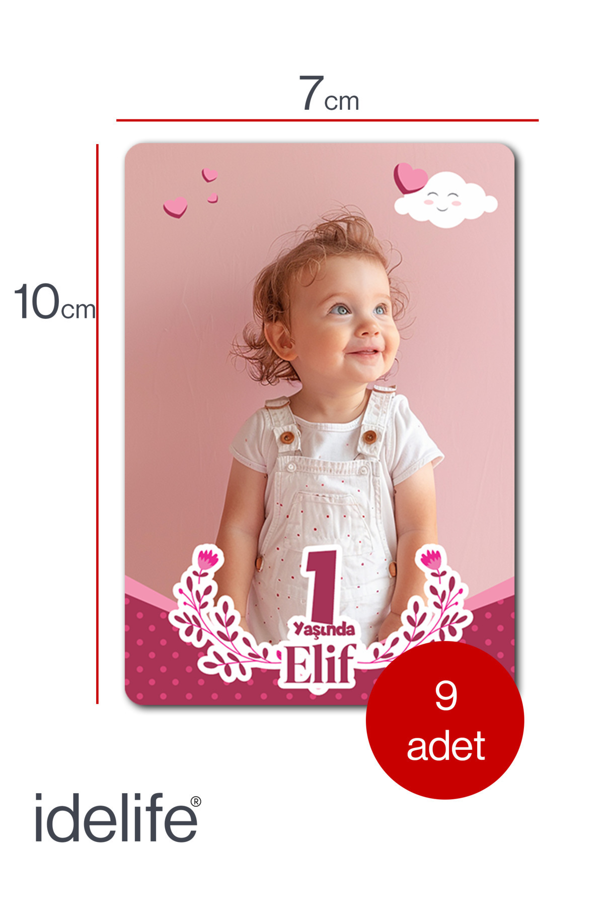 idelife Kişiye Özel Kız Bebek Doğum Günü Buzdolabı Magneti Fotoğraflı Magnet 9 Adet 7x10 Cm fotoğrafı 5 (önizleme)