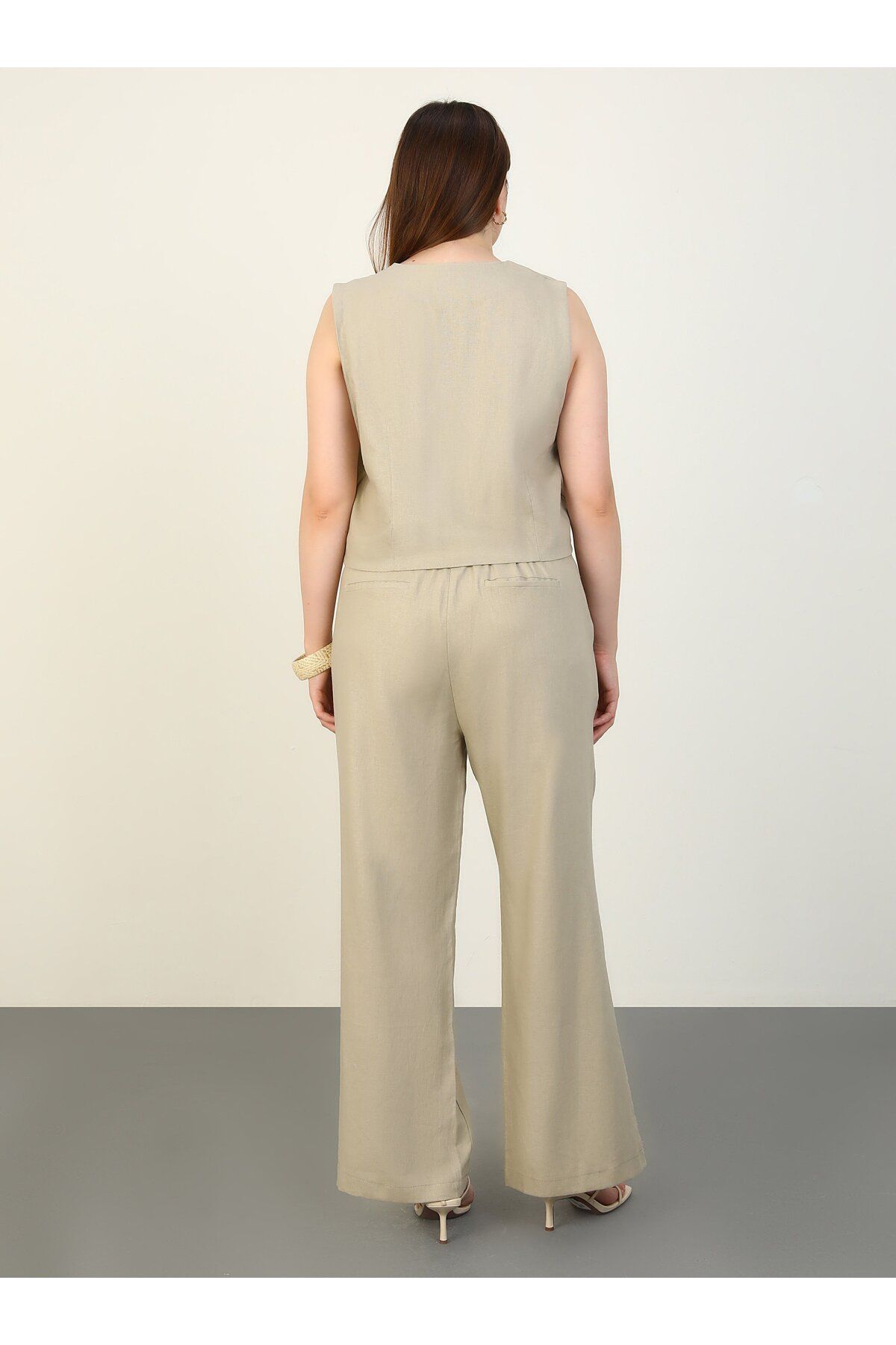 ALİA-Mink Alia Large Size Set with Linen Vest 5