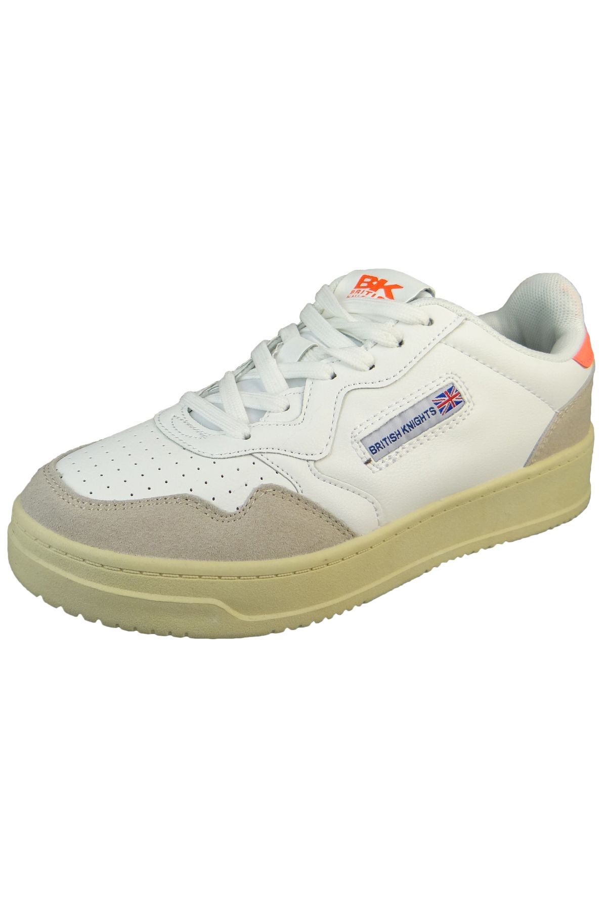 British Knights-Damen Low Sneaker Noors Low Top B48-3632 Weiß 02 White/Neon Orange Kunstleder 1