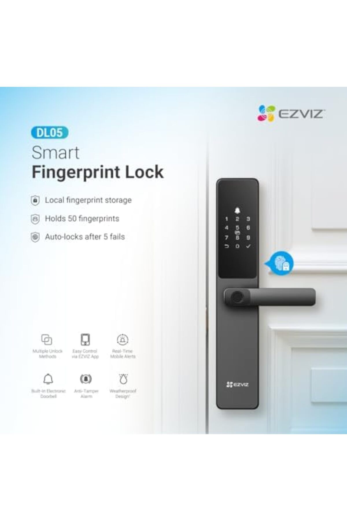 EZVIZ-Smart Lock DL05, 7-in-1 Keyless Entry Door Lock 5