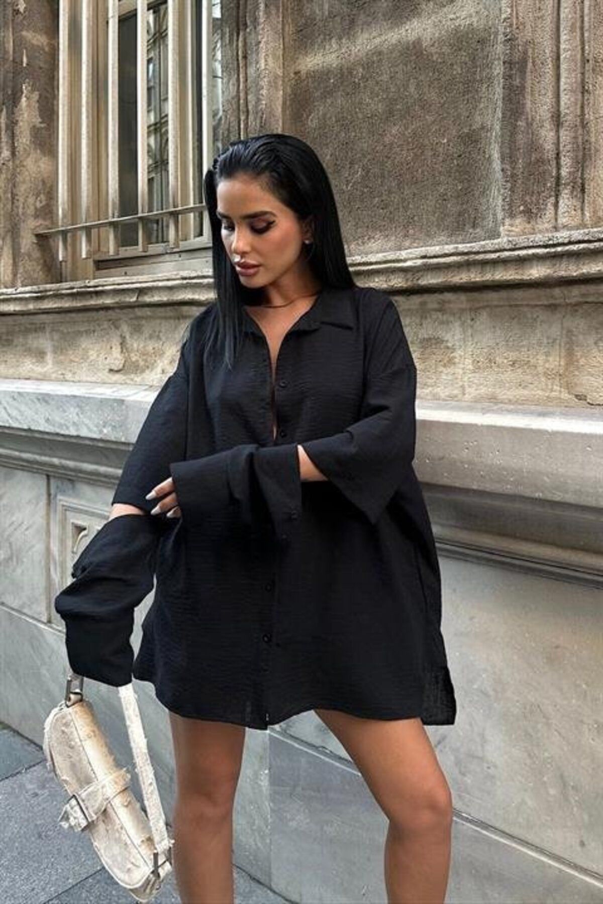 fh fashionhere Alina Kol Cut Out Keten Gömlek 3252-08