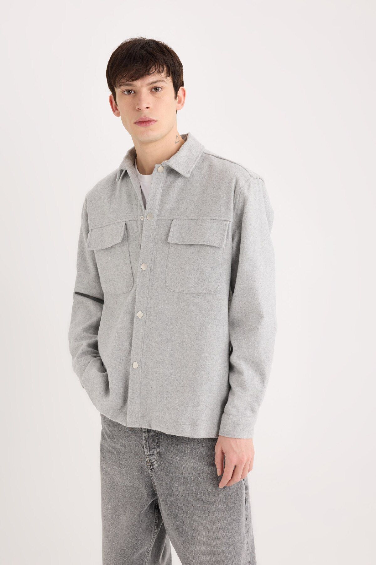 DeFacto-Relax Fit Lumberjack Basic Solid Langarm-Hemdjacke A6876AX24AU 4