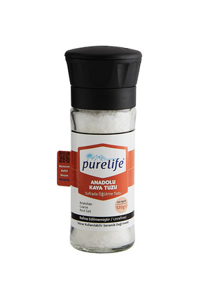 PureLife Kaya Tuzu Seramik Değirmenli Cam 120g Granül Anadolu Kaya Tuzu | Raf...