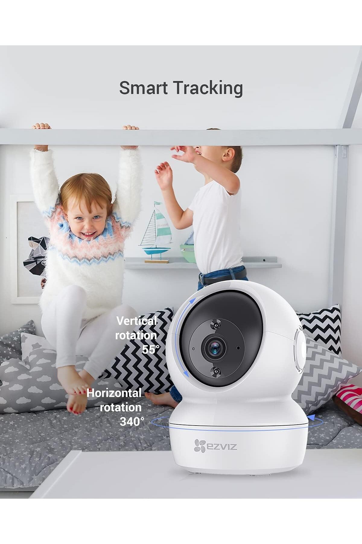 EZVIZ-كاميرا مراقبة C6N، كاميرا مراقبة منزلية بدقة 1080 بكسل، كاميرا داخلية 360 درجة، مراقبة الأطفال 7