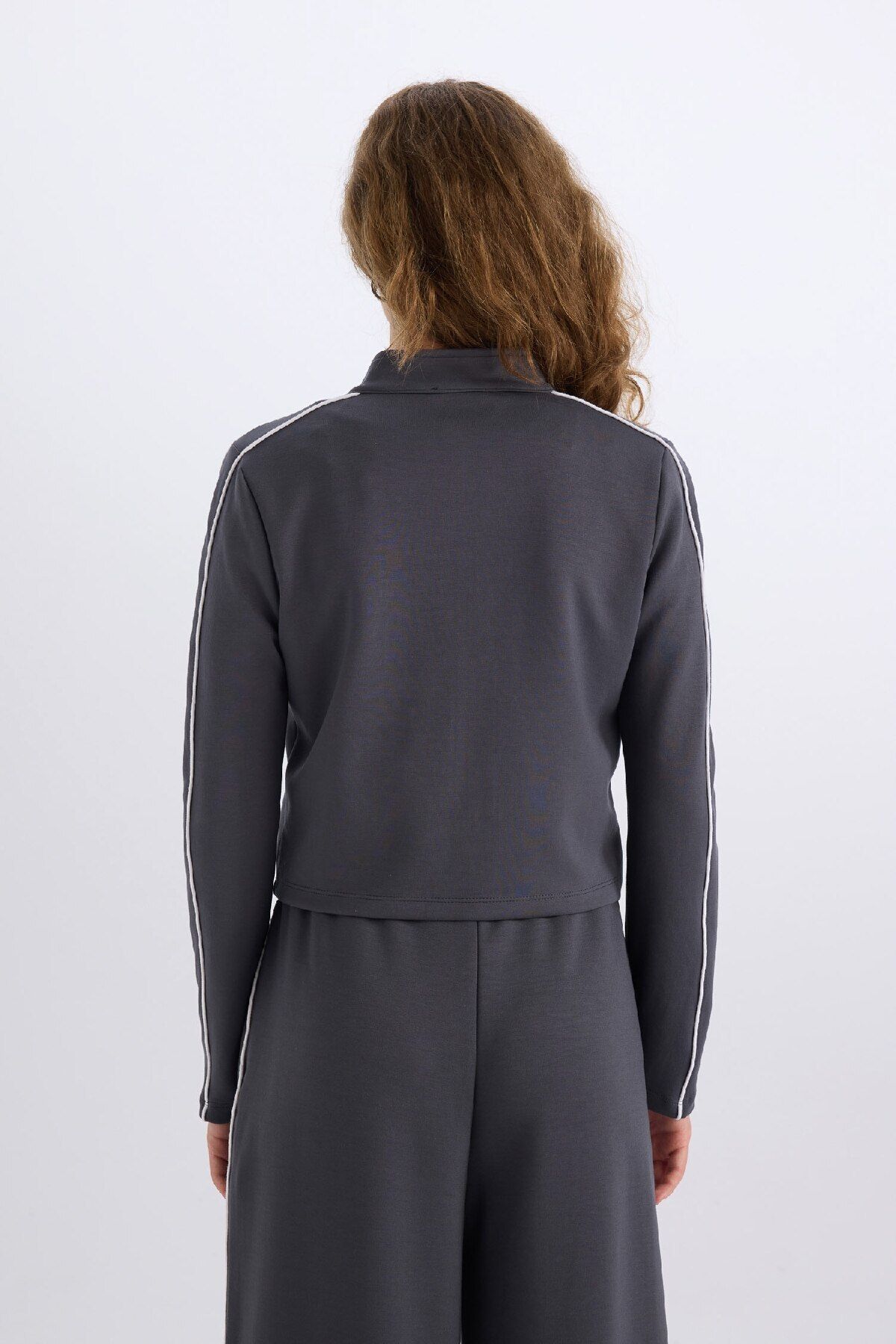 DeFacto-Fitted Stand Collar Basic Plain Zip Closure Modal Cardigan D6670AX24WN 6