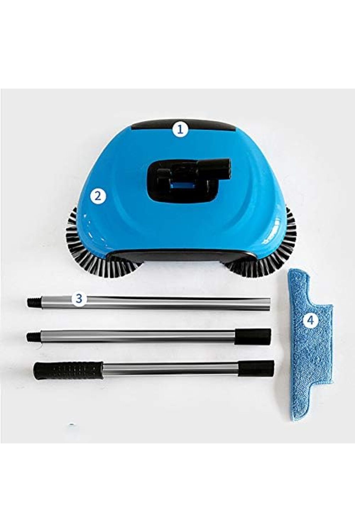 Generic-Automatic Sweeper Broom Hand Push Non-Electric Cordless 360 Degree Rotating Floor Cleaner Multicolor 8