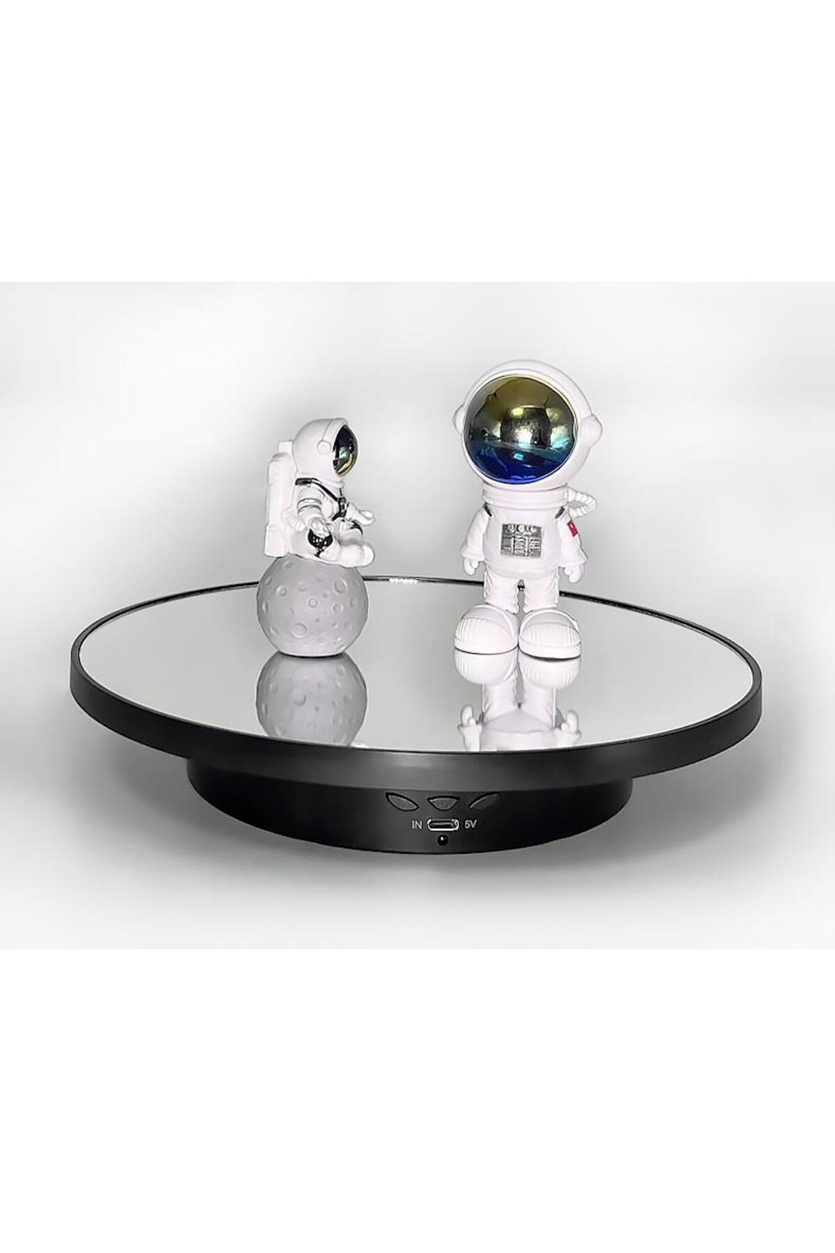Schulzz 2in1 Aynalı Uzaktan Kumandalı 360°Dönen Siyah Sunum Standı
