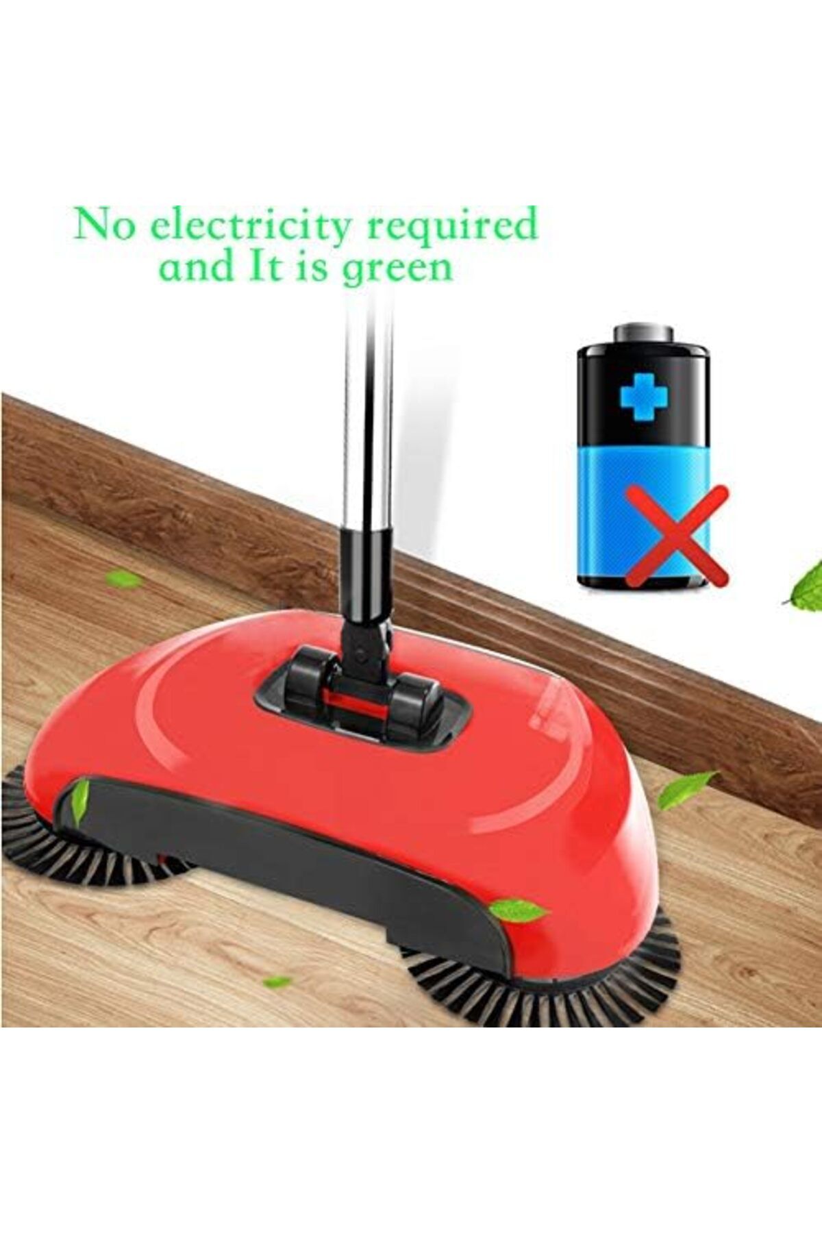 Generic-Automatic Sweeper Broom Hand Push Non-Electric Cordless 360 Degree Rotating Floor Cleaner Multicolor 7