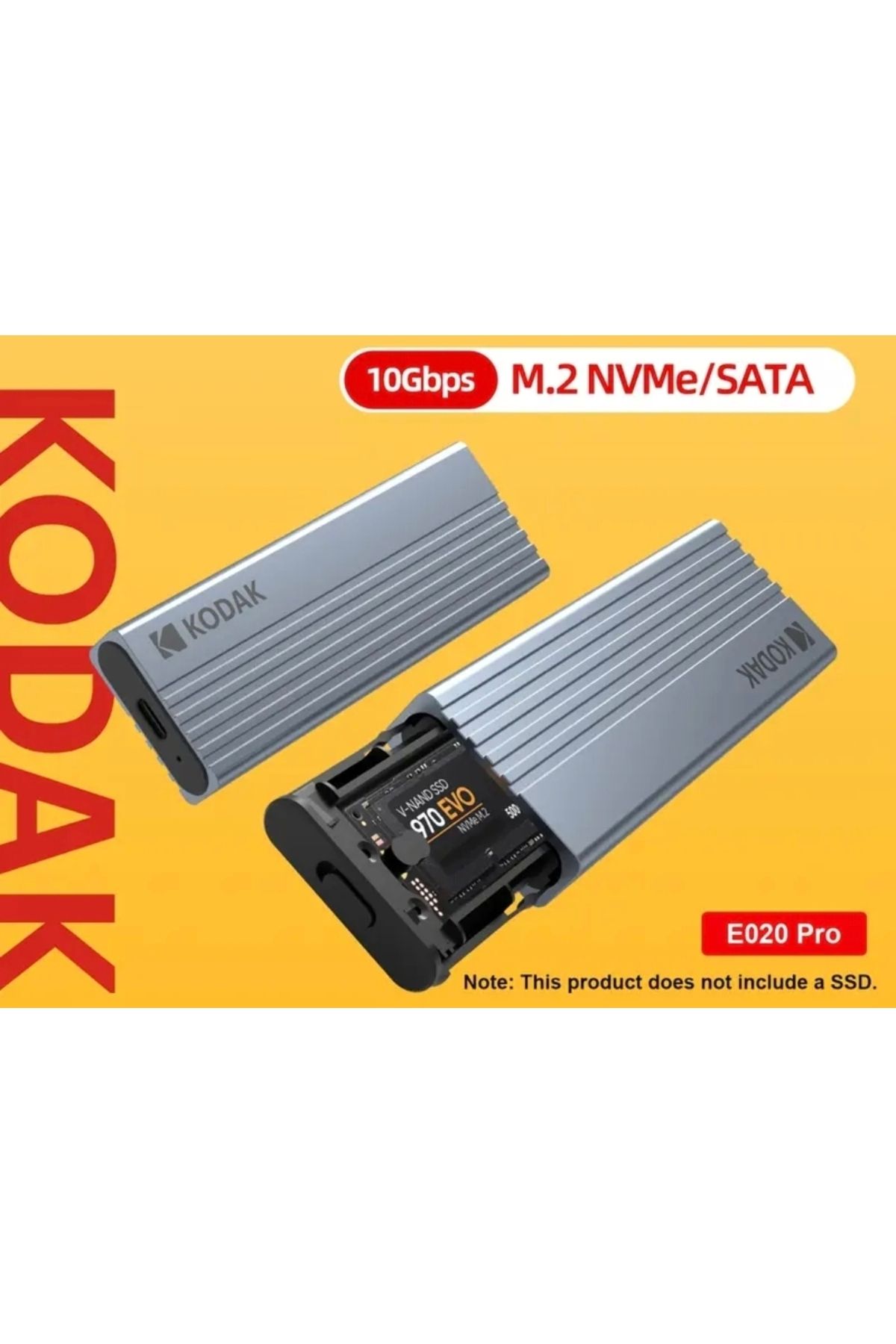 Kodak E020 PRO M2 NVMe+Sata Muhafaza Kutusu Çift Protokol CE Lisans 2280/2260/2242/2230/10Gbps Yüksek Hız