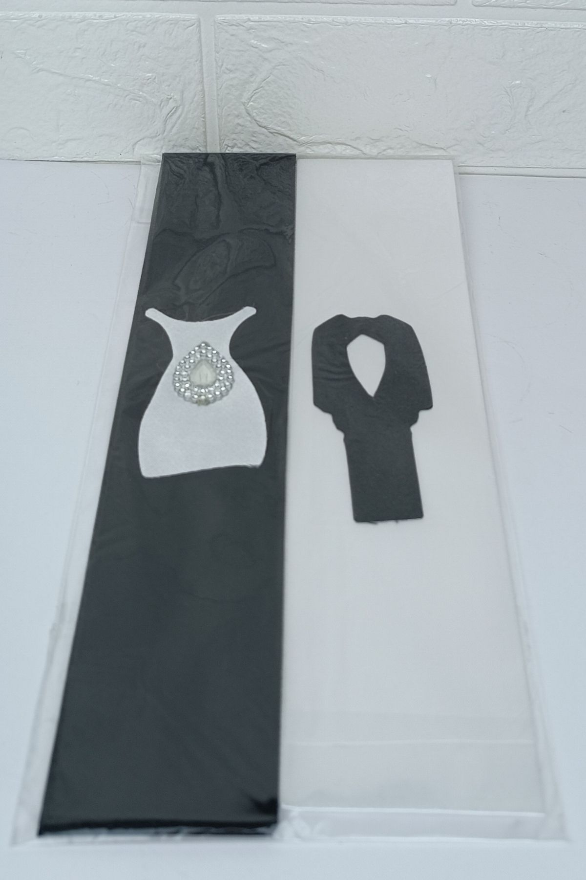 AZREN STORE Siyah Beyaz Gelin Damat Figürlü Takı Kurdele, Söz Nişan Nikah Düğün Takı Kemeri
