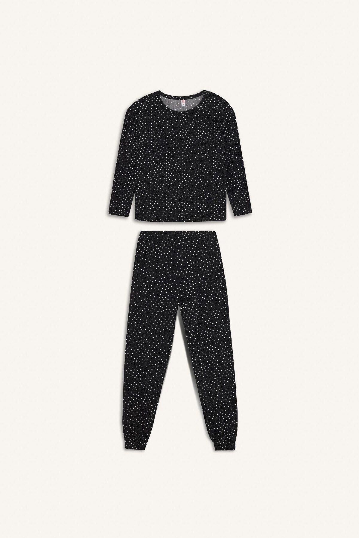 DeFacto-Pajama Sets Softshell Long Sleeve Top Elastic Waist Long Bottom-Fall in Love D9183Ax24Wn 8