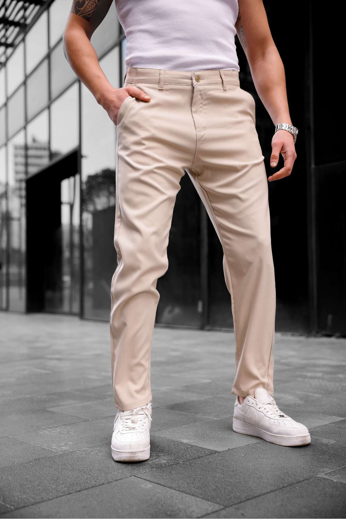 COMBİNE MİCHAİL-Ανδρικό υφασμάτινο παντελόνι Slim Fit Μοντέλο ΜΠΕΖ 3