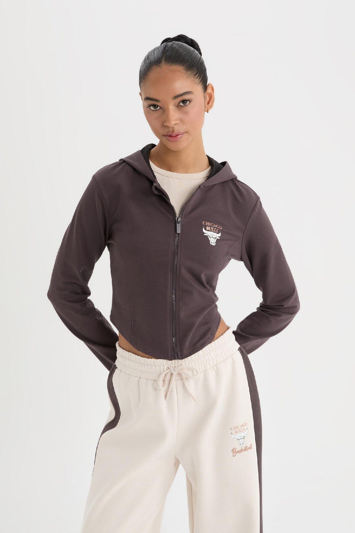 DeFacto-Nba Chicago Bulls Slim Fit Hooded Zip-Up Cardigan - D6137Ax25Sp 6