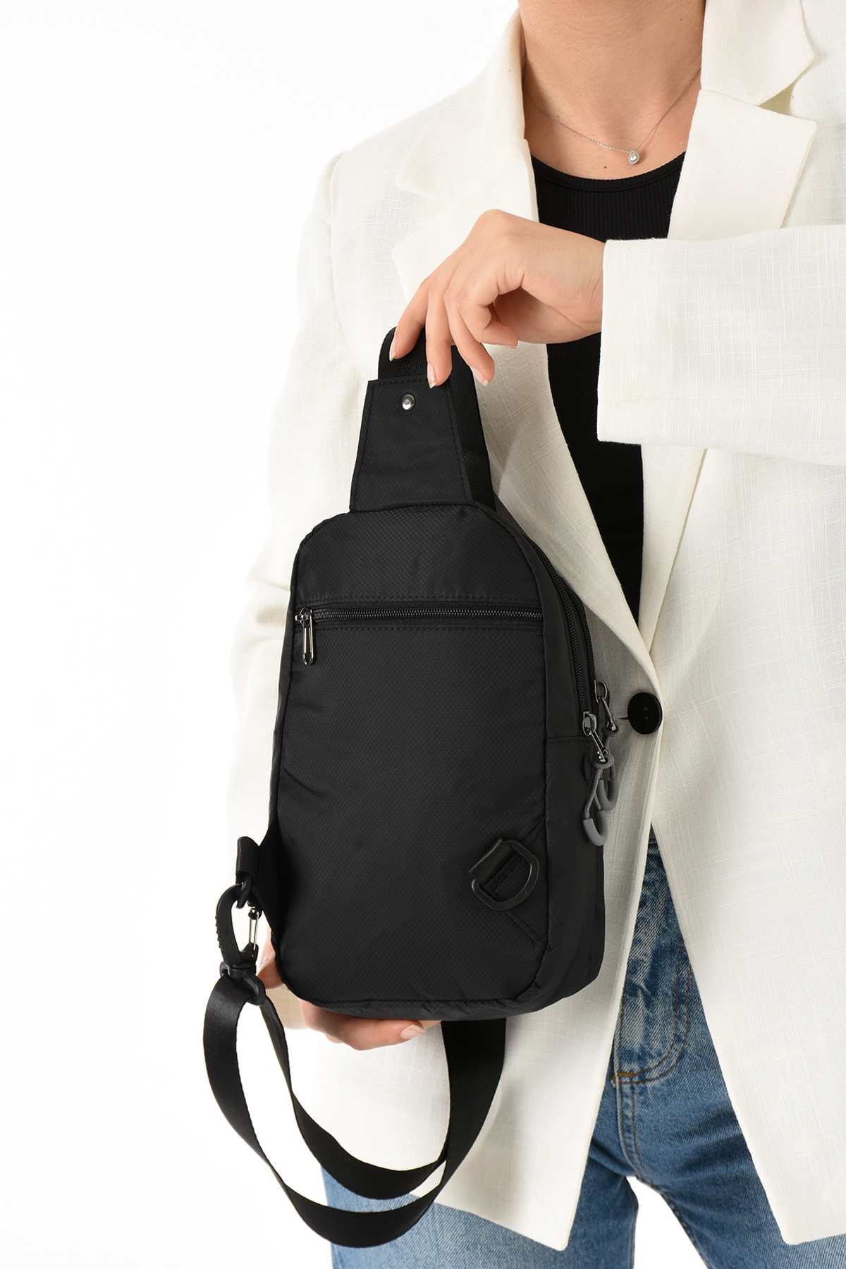 Sanmorris Unisex Suya Dayanıklı Çapraz Askılı Çok Gözlü Fermuarlı Bel Ve Göğüs Çantası Bodybag görsel 2