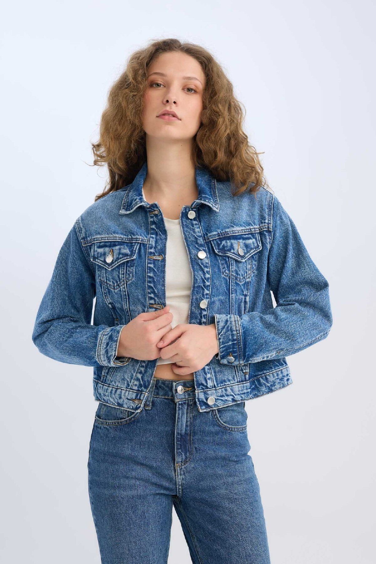 DeFacto-Regular Fit Jean Jacket D8665Ax25Sp 4