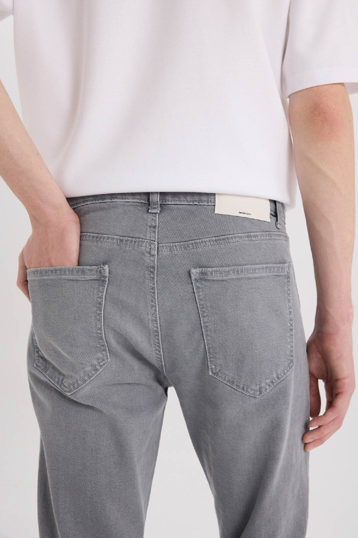 شلوار جین خاکستری مردانه SLIM FIT BARK JEAN اورجینال Defacto