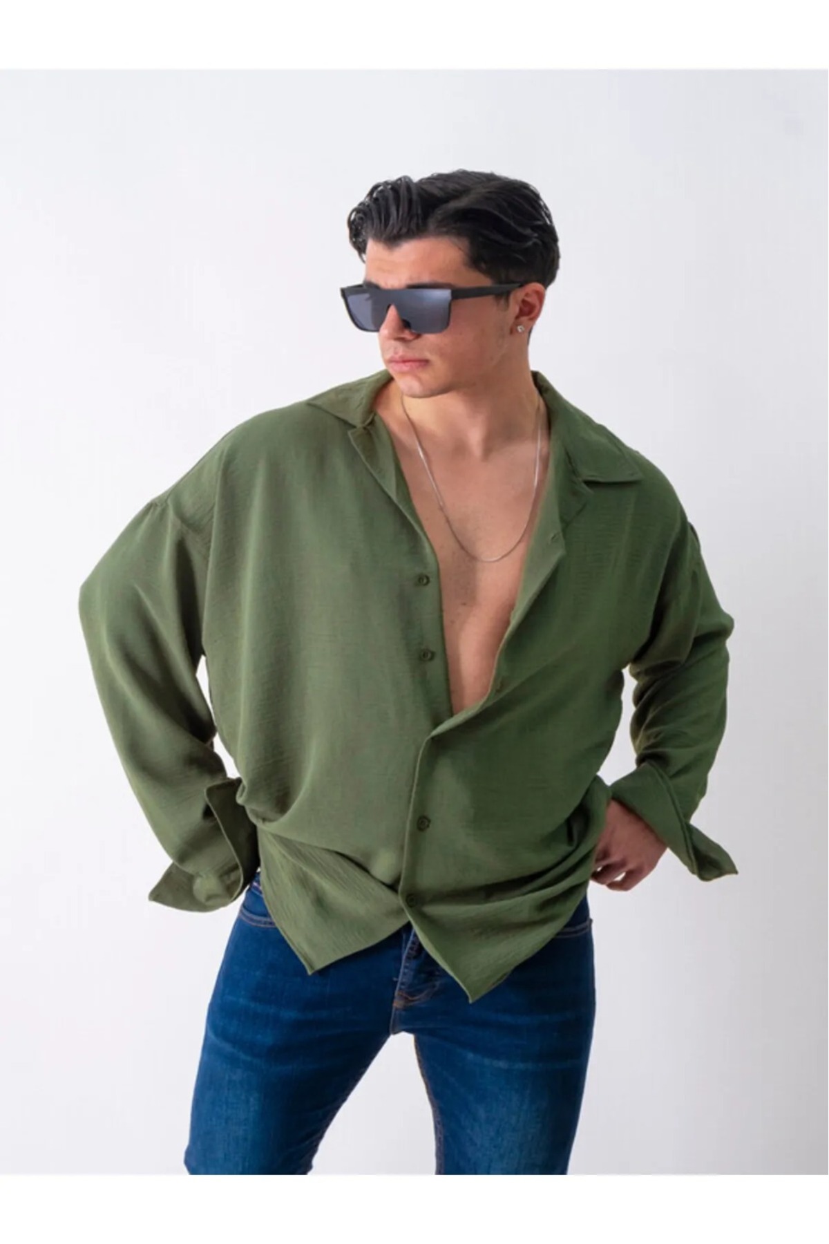 Genel Markalar  Aerobin Keten Super Oversize Gömlek Yeni Sezon - Görsel 2