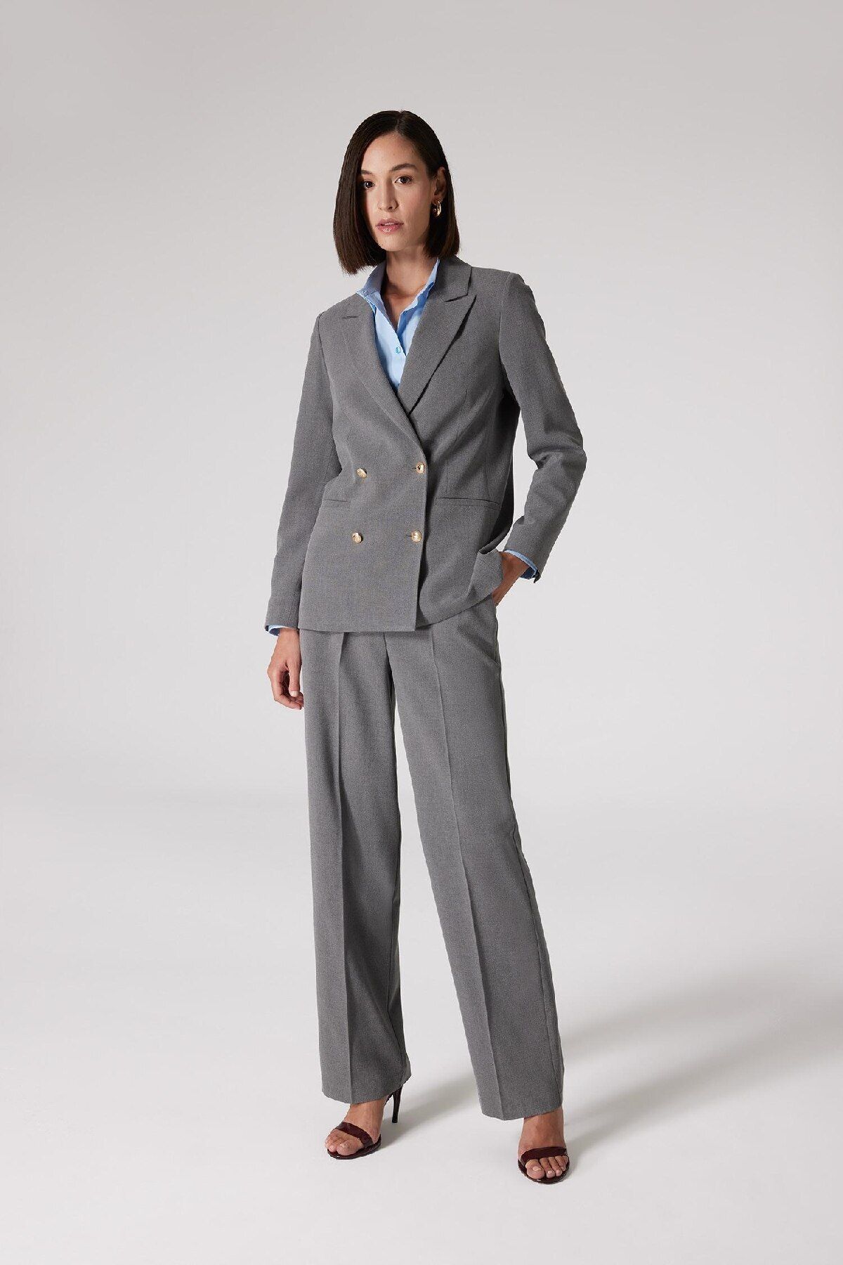 DeFacto-Sorbe X Double Breasted Collar Basic Plain Button Blazer Jacket D9922Ax24Au 3