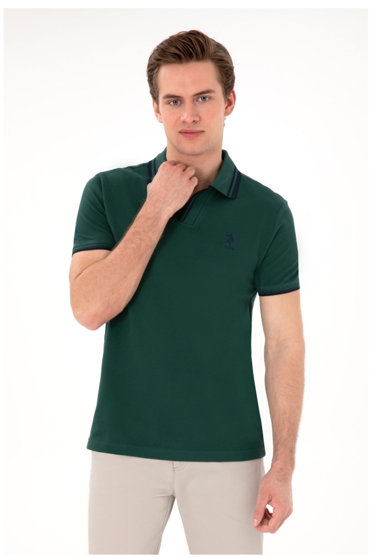 U.S. Polo Assn. Tricou Pentru Bărbați Slim Fit Cu Guler Polo U.s. Polo Assn Masculin - S