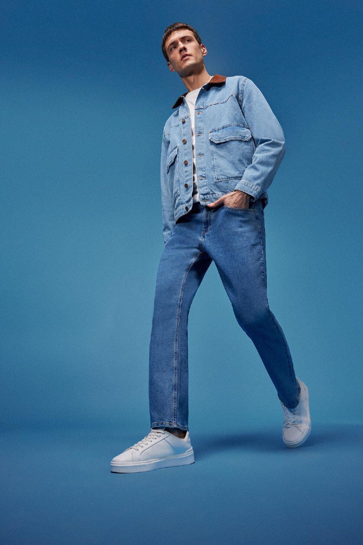 DeFacto-Diago Comfort Fit Califtelik Jeanshose mit hoher Taille und weitem Bein 7