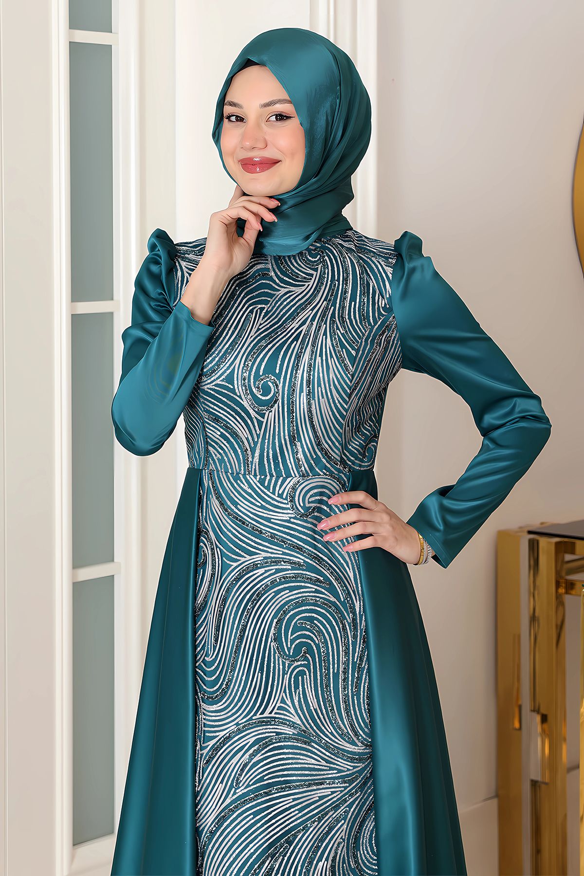 FUVAL MODA-Miray Sparkling Hijab Evening Dress 2