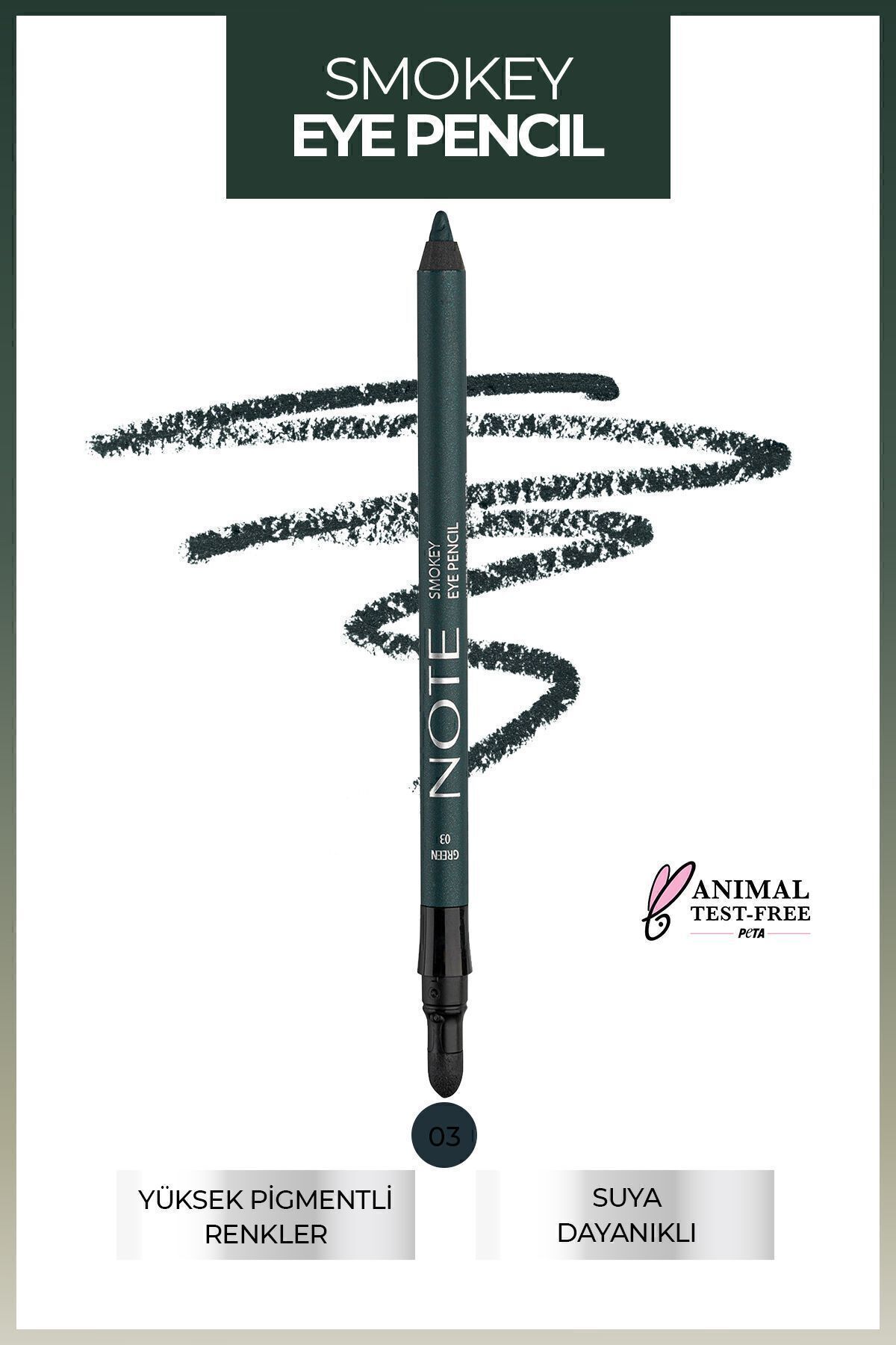 NOTE-Waterproof Smokey Eyeliner with Applicator – 03 Green 1