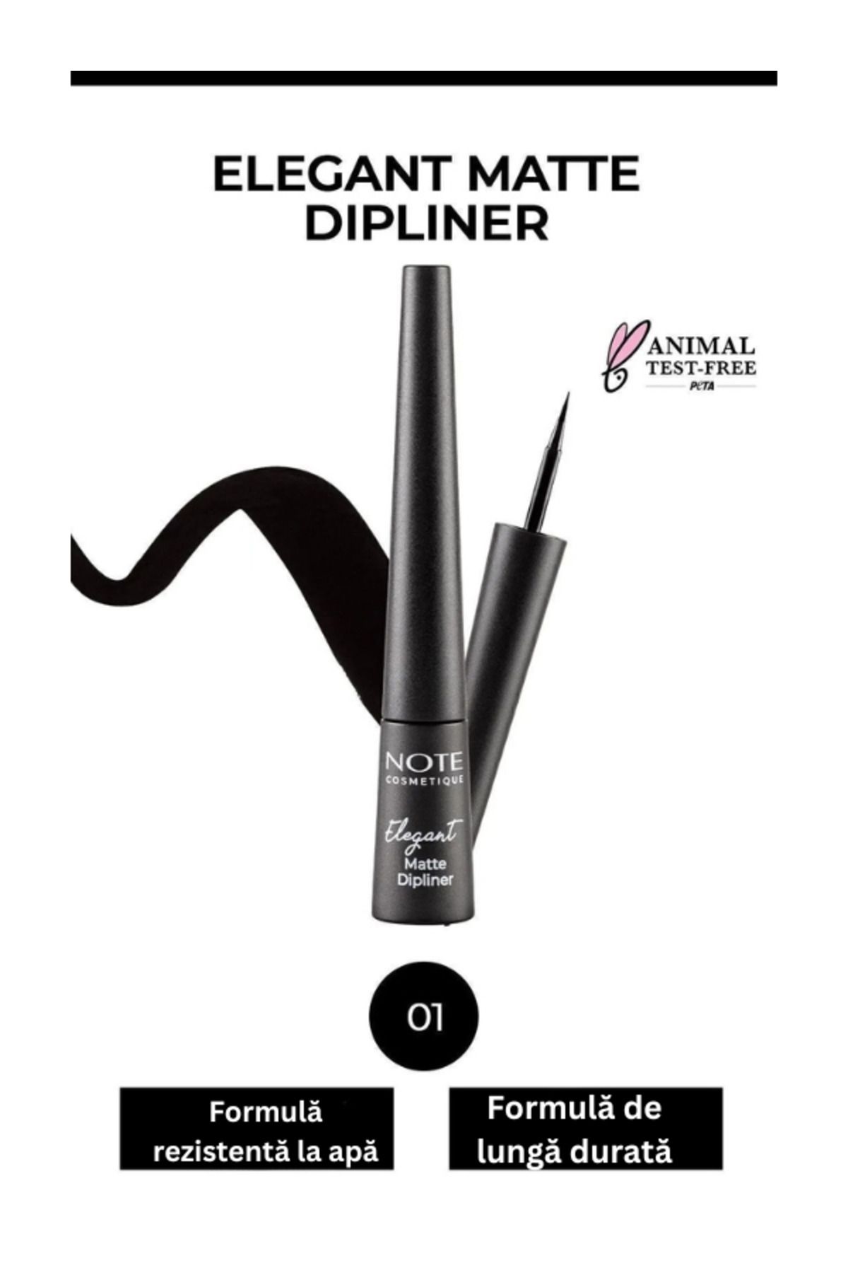 NOTE Dipliner Elegant Matte Waterproof – 01 Negru Cărbune – Negru - One Size