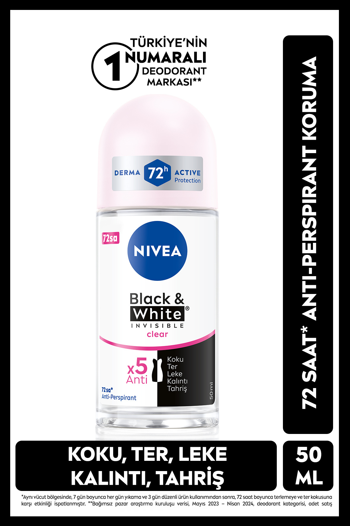 نیوا سیاه و سفید زنانه نامرئی شفاف رول 50ML-