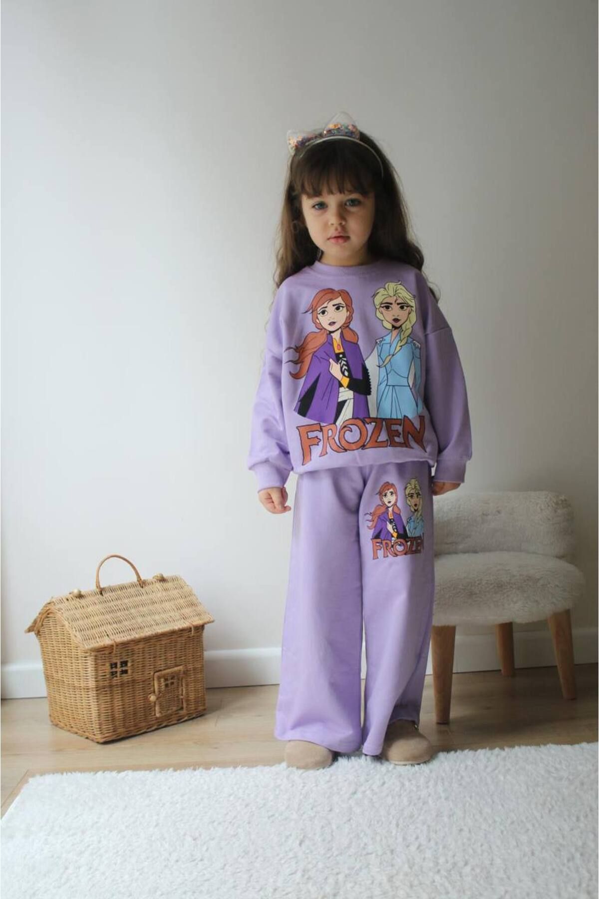 SACRO KİDS-Frozen Printed Seasonal Girl's Suit 1