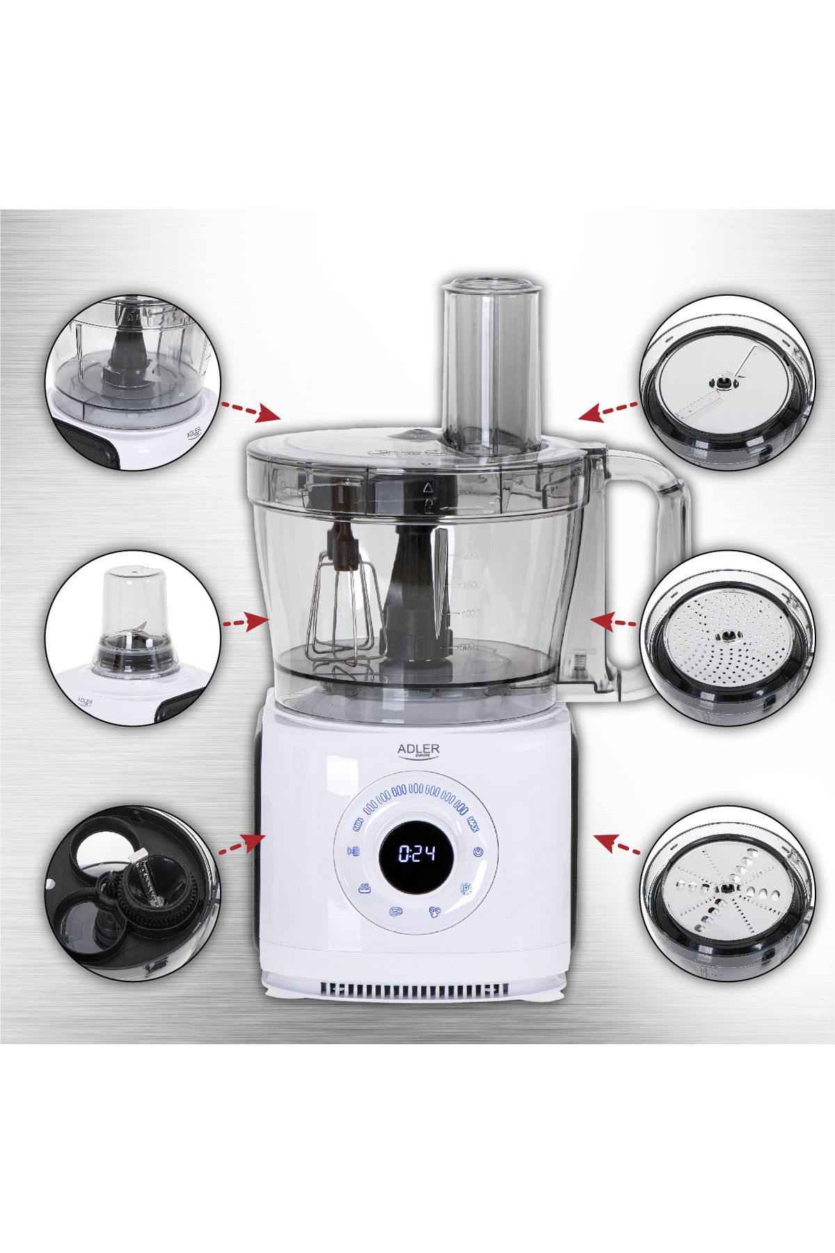 adler-AD 4224 food processor, 12 functions, 1000W, max power 2000W 16
