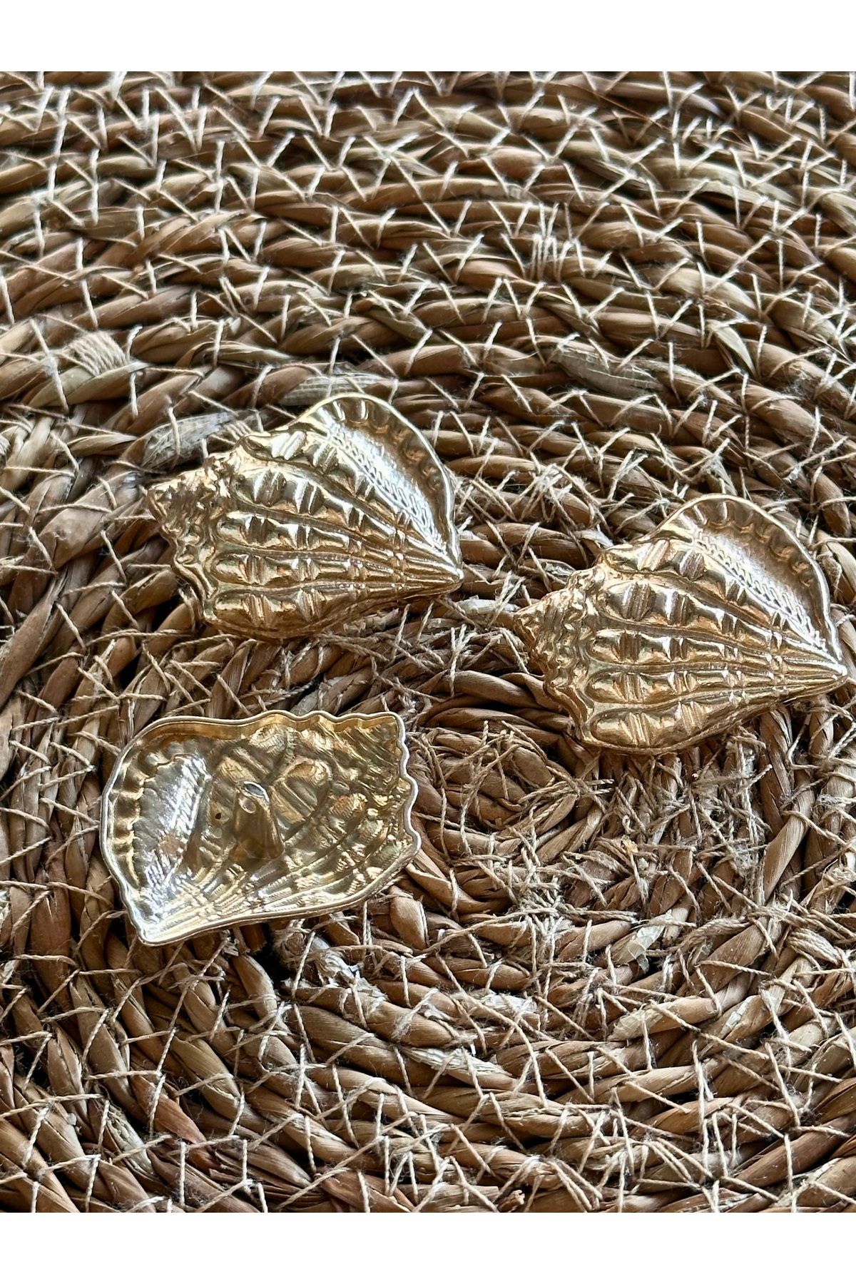 ODDA TASARIM ATÖLYESİ-Marin Collectible Oyster Shell Model Extra Large Size Gold 3 Pcs Button Set 3