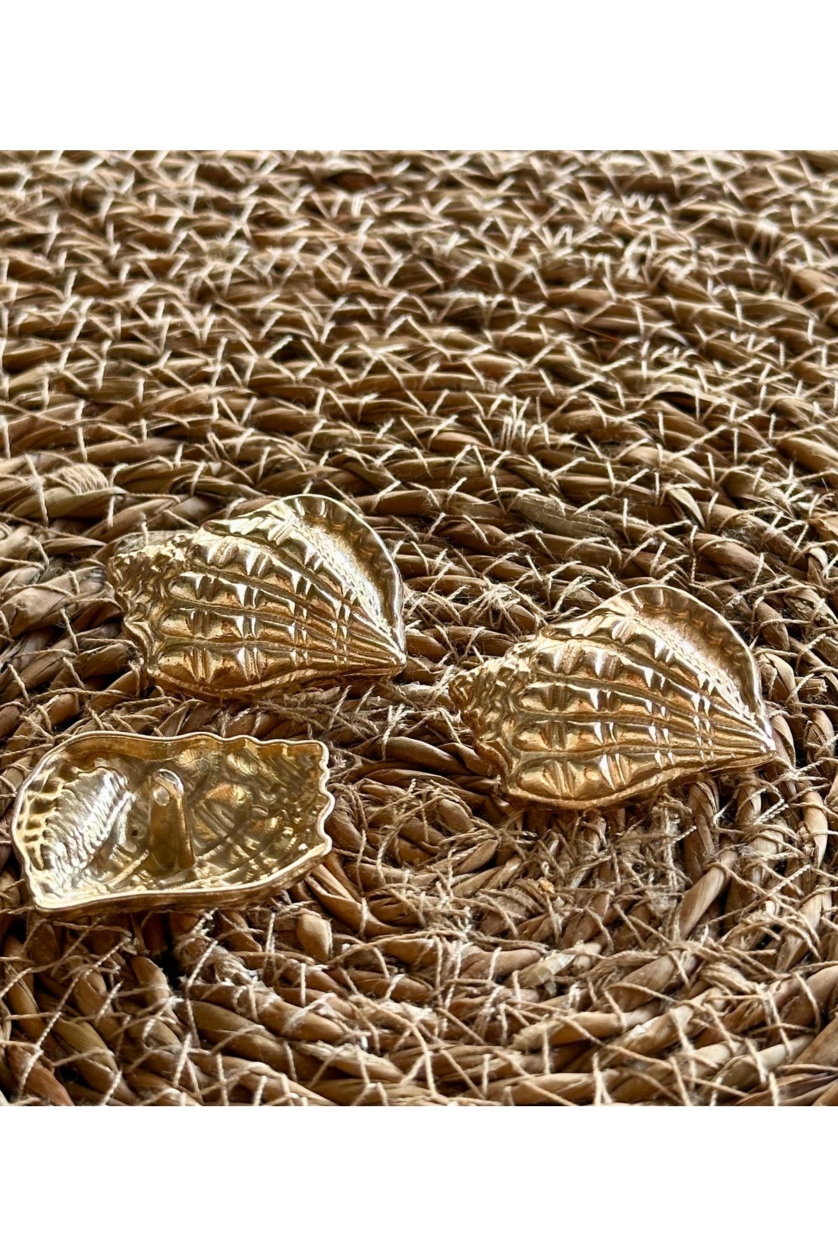ODDA TASARIM ATÖLYESİ-Marin Collectible Oyster Shell Model Extra Large Size Gold 3 Pcs Button Set 4