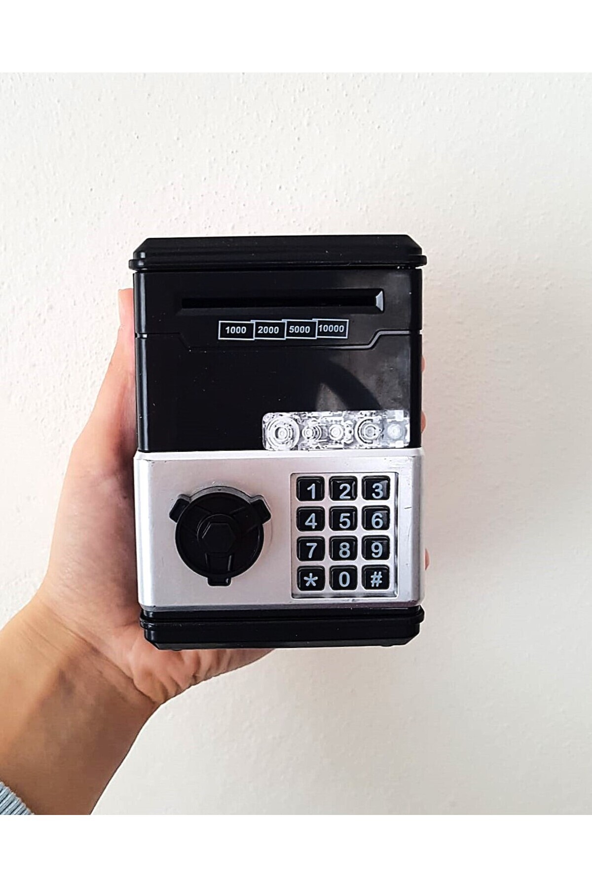 Livava-Mini Size 10 cm Plastic Atm Toy Piggy Bank, No Password, No Key, Black- 1