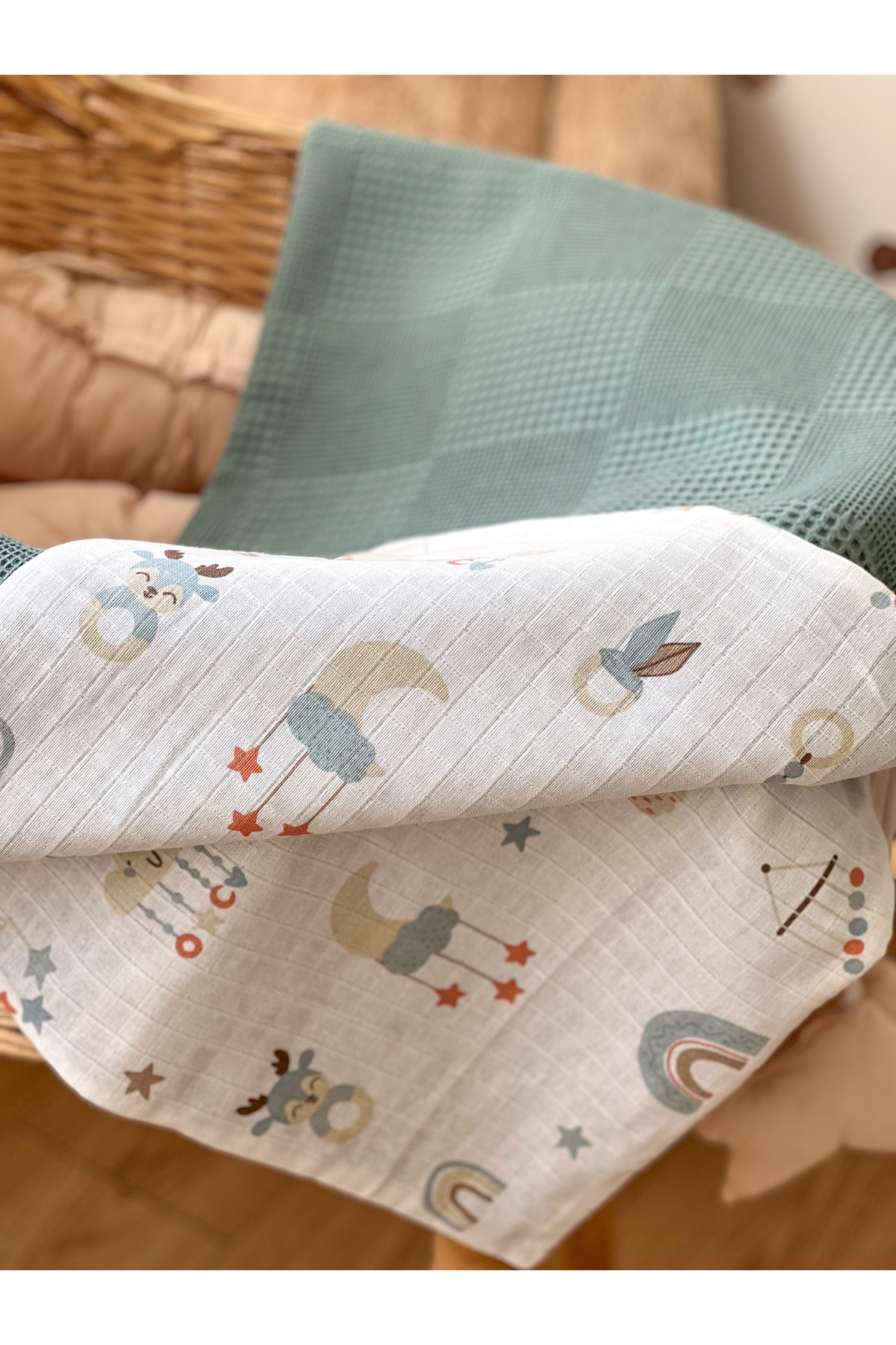 MİLNA BABY&KİDS Bebek Battaniyesi Müslin Bebek Battaniyesi Çift Tarafli Müslin Bebek Battaniyesi 100x100cm fotoğrafı 4 (önizleme)