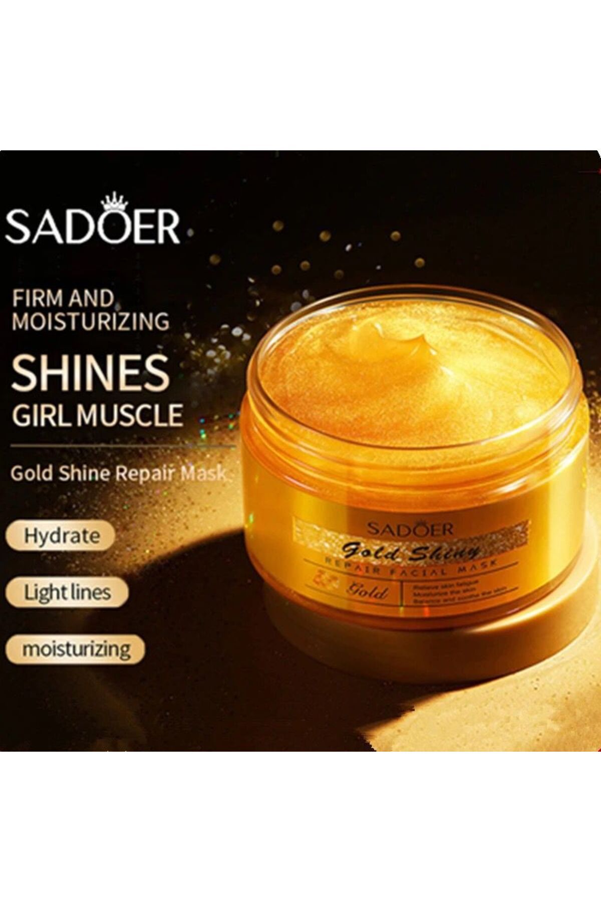 SADOER-Gold Shiny Face Mask for Moisturizing, Whitening, and Removing Blemishes, Acne Scars, and Signs of Aging 12g 2