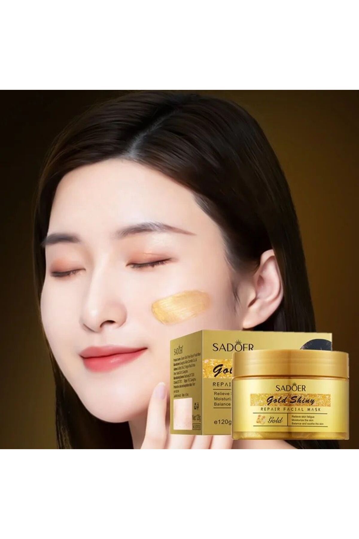 SADOER-Gold Shiny Face Mask for Moisturizing, Whitening, and Removing Blemishes, Acne Scars, and Signs of Aging 12g 4