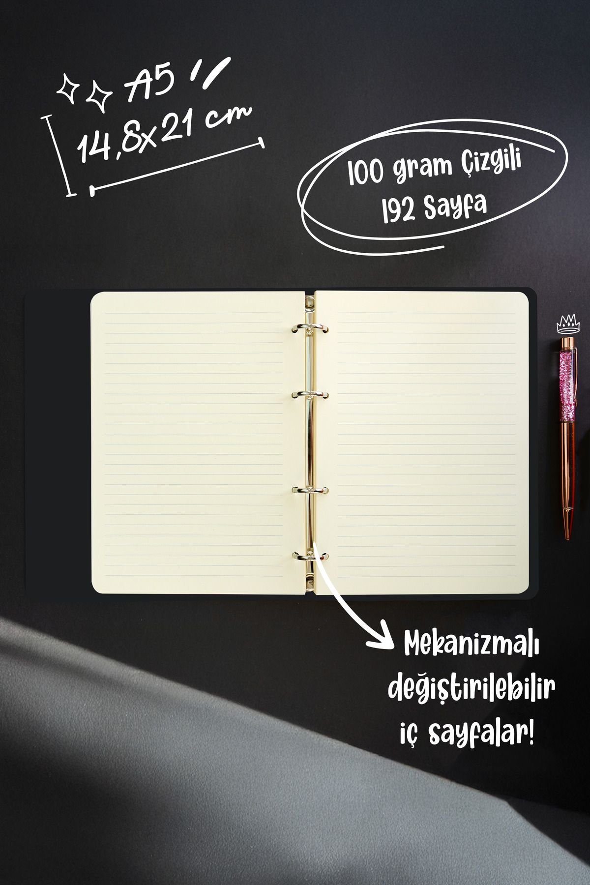 Victoria's Journals-Ringo Mechanismed Notebook A5 192 Replaceable Sheets 100 Grams Ruled 4