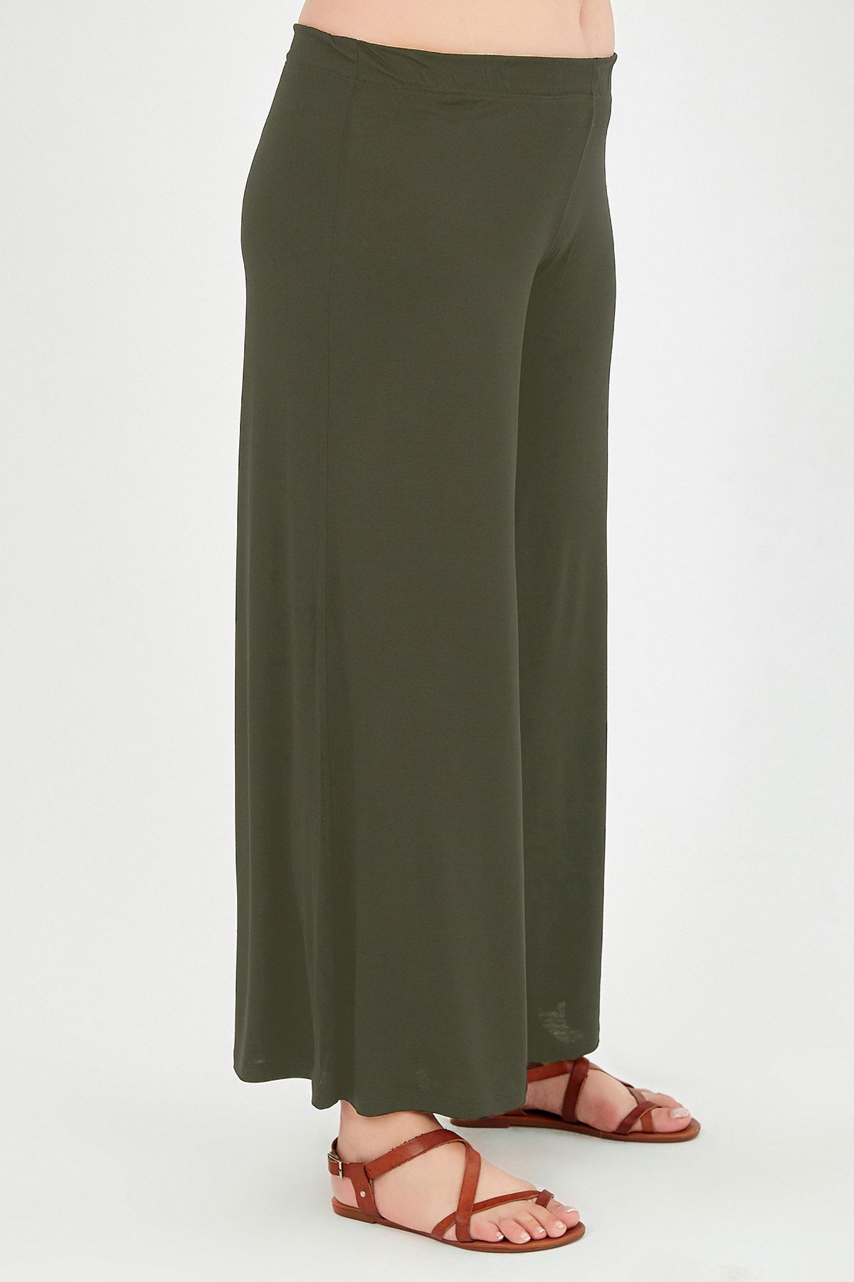 Curvy Trend-Plus Size Loose Cut Viscose Combed Cotton Trousers 2